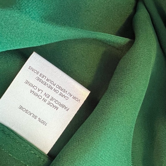NWT Divine Heritage Silk Ruffle Front Blouse  Emerald Sheer Puff Sleeve - Picture 16 of 16